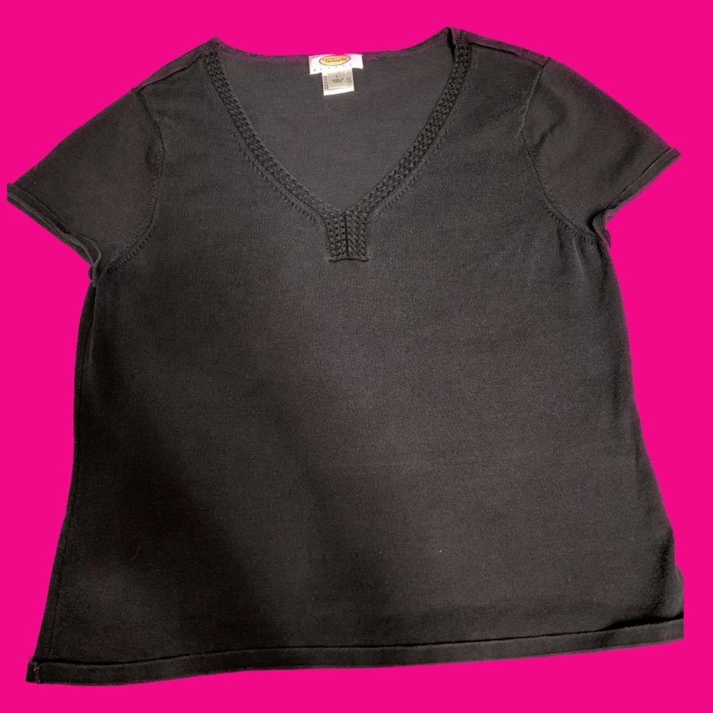 talbot petites black top , size large